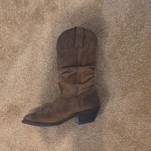 Durango Brown Suede Western Heeled Ankle Boots